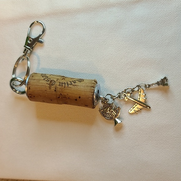 Hand Crafted Accessories Wine Cork Key Chain Or Purse Charm Travel
